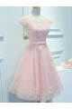 A-Line Short Pink Lace Appliques Prom Dresses Formal Evening Dresses 601099 A-Line Short Pink Lace Appliques Prom Dresses Formal Evening Dresses 601099