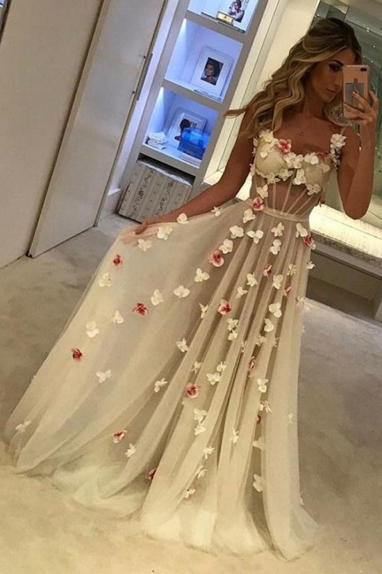 A-Line Sweetheart Long Prom Dresses Formal Evening Dresses with Flowers 601102 A-Line Sweetheart Long Prom Dresses Formal Evening Dresses with Flowers 601102