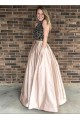 Beaded Two Pieces Long Prom Dresses Formal Evening Dresses 601104