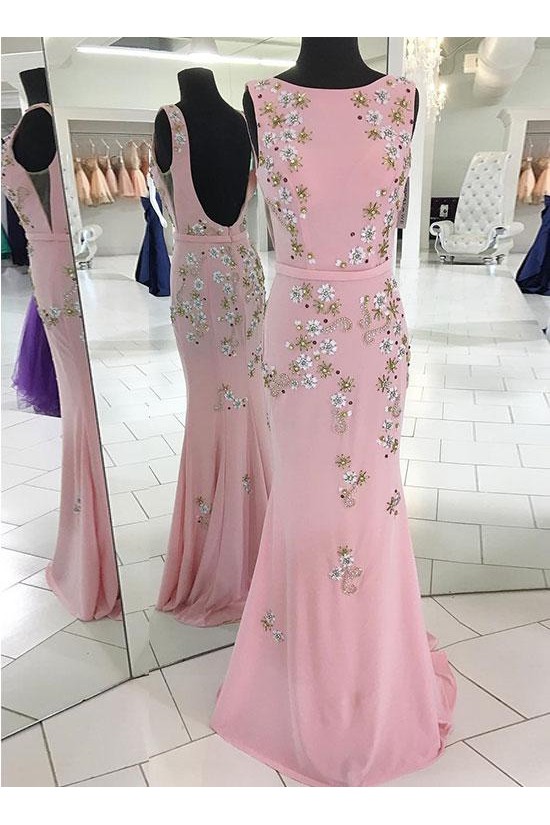 Long Pink Beaded Mermaid Prom Dresses Formal Evening Dresses 601106 Long Pink Beaded Mermaid Prom Dresses Formal Evening Dresses 601106