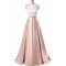 Halter Two Pieces Satin Long Prom Dresses Formal Evening Dresses 601113