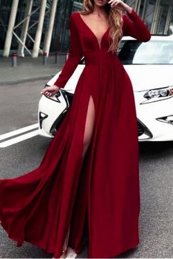 Cheap Long Sleeves Prom Dresses Evening Party Gowns 601115