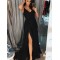 Simple Stunning V-Neck Long Black Prom Dresses Formal Evening Dresses 601118