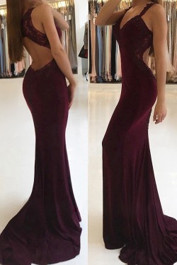 Elegant V-neck Trumpet/Mermaid Lace Appliques Prom Dresses Formal Evening Gowns 601120
