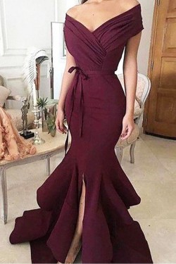 Mermaid Off-the-Shoulder Long Prom Dresses Formal Evening Dresses 601127