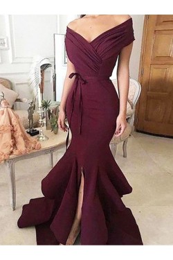Mermaid Off-the-Shoulder Long Prom Dresses Formal Evening Dresses 601127