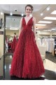 Sparkle V-Neck Long Prom Dresses Formal Evening Dresses 601133