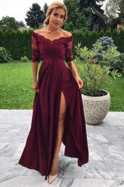 Lace Off-the-Shoulder Long Prom Dresses Formal Evening Dresses 601134