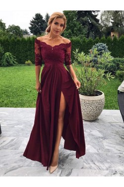 Lace Off-the-Shoulder Long Prom Dresses Formal Evening Dresses 601134