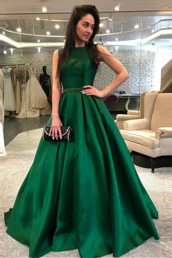 A-Line Beaded Long Prom Dresses Formal Evening Dresses 601139