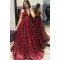 Sparkle Sequined Ball Gown V-Neck Long Prom Dresses Formal Evening Dresses 601141