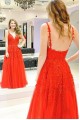 A-Line Lace Appliques V-Neck Long Prom Dresses Formal Evening Dresses 601142 A-Line Lace Appliques V-Neck Long Prom Dresses Formal Evening Dresses 601142