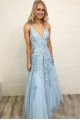 A-Line Lace Appliques V-Neck Long Prom Dresses Formal Evening Dresses 601142 A-Line Lace Appliques V-Neck Long Prom Dresses Formal Evening Dresses 601142