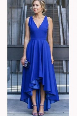 A-Line V-Neck High Low Prom Dresses Formal Evening Dresses 601159