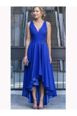 A-Line V-Neck High Low Prom Dresses Formal Evening Dresses 601159