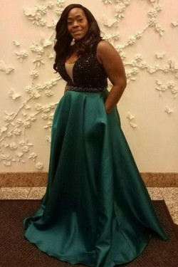 Beaded Plus Size Long Prom Dresses Formal Evening Dresses 601160
