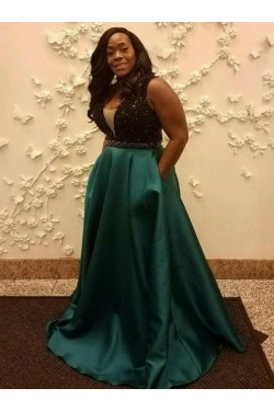 Beaded Plus Size Long Prom Dresses Formal Evening Dresses 601160