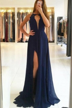 Long Chiffon Lace Prom Dresses Formal Evening Dresses 601161