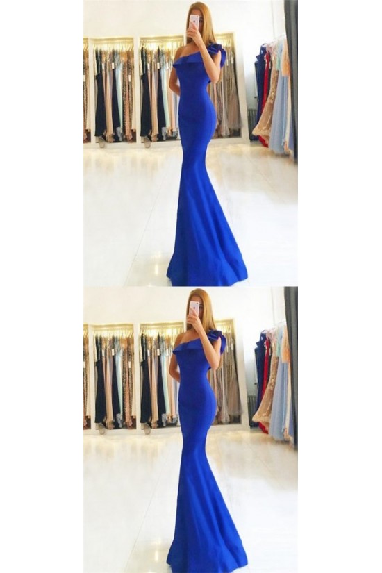 Elegant One-Shoulder Mermaid Long Plus Size Prom Dresses Formal Evening Dresses 601164