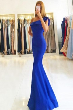 Elegant One-Shoulder Mermaid Long Plus Size Prom Dresses Formal Evening Dresses 601164