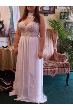 Long Chiffon Lace Appliques Plus Size Prom Dresses Formal Evening Dresses 601166