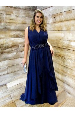 Long Beaded V-Neck Plus Size Prom Dresses Formal Evening Dresses 601167