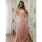 Long Beaded V-Neck Lace Chiffon Plus Size Prom Dresses Formal Evening Dresses 601168