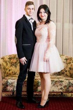 Long Sleeves Short Lace Plus Size Prom Dresses Formal Evening Dresses 601169