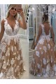 A-Line V-Neck Beaded Lace Long Prom Dresses Formal Evening Dresses 601170 A-Line V-Neck Beaded Lace Long Prom Dresses Formal Evening Dresses 601170