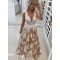 A-Line V-Neck Beaded Lace Long Prom Dresses Formal Evening Dresses 601170