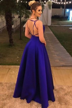 A-Line V-Neck Long Prom Dresses Formal Evening Dresses 601172
