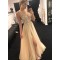 A-Line Beaded V-Neck Long Prom Dresses Formal Evening Dresses 601173
