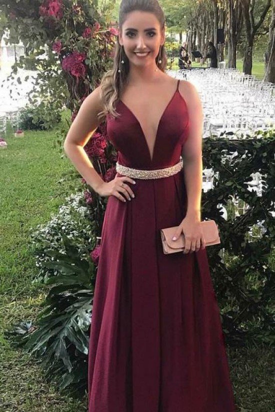 A-Line V-Neck Beaded Long Prom Dresses Formal Evening Dresses 601180 A-Line V-Neck Beaded Long Prom Dresses Formal Evening Dresses 601180