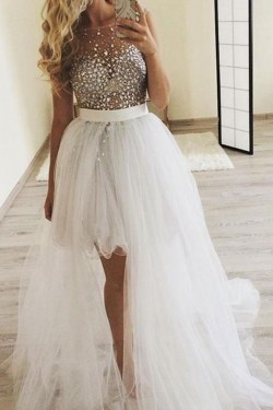 Beaded White Prom Dresses Formal Evening Dresses 601187