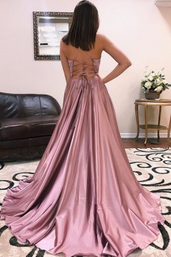 A-Line V-Neck Long Prom Dresses Formal Evening Dresses 601188