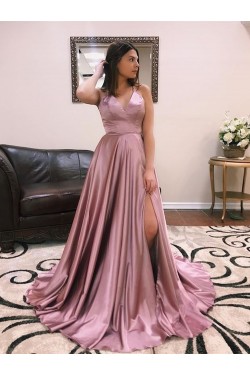 A-Line V-Neck Long Prom Dresses Formal Evening Dresses 601188