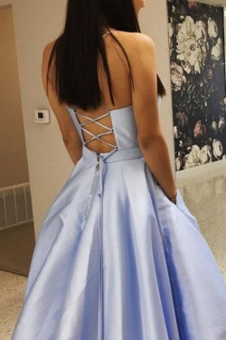 A-Line V-Neck Long Prom Dresses Formal Evening Dresses 601191