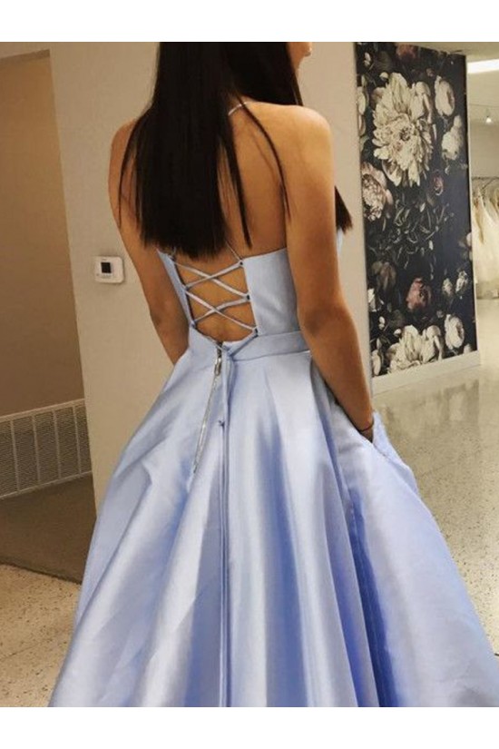 A-Line V-Neck Long Prom Dresses Formal Evening Dresses 601191