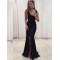 Sexy V-Neck Lace Chiffon Long Prom Dresses Formal Evening Dresses 601195