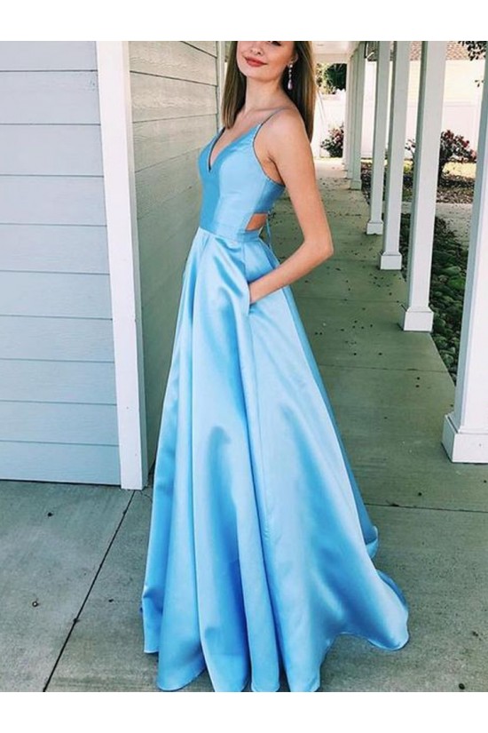 A-Line V-Neck Long Prom Dresses Formal Evening Dresses 601199 A-Line V-Neck Long Prom Dresses Formal Evening Dresses 601199