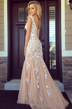 Mermaid Lace Long Prom Dresses Formal Evening Dresses 601201
