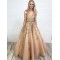 A-Line V-Neck Beaded Lace Long Prom Dresses Formal Evening Dresses 601202