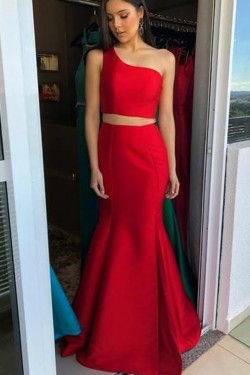 Mermaid One-Shoulder Long Prom Dresses Formal Evening Dresses 601208