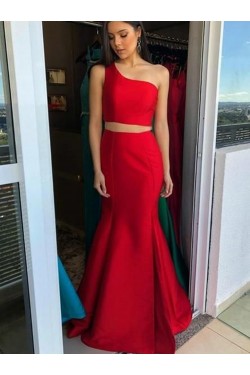 Mermaid One-Shoulder Long Prom Dresses Formal Evening Dresses 601208
