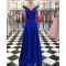 A-Line V-Neck Off-the-Shoulder Long Prom Dresses Formal Evening Dresses 601213