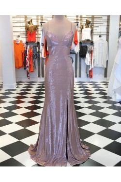 Spaghetti Straps V-Neck Long Prom Dresses Formal Evening Dresses 601215