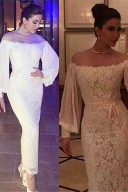 Memraid Lace Long Sleeves Long Prom Dresses Formal Evening Dresses 601217