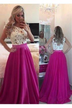 A-Line Beaded Lace Long Prom Dresses Formal Evening Dresses 601224