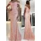 Mermaid Off-the-Shoulder Beaded Lace Long Prom Dresses Formal Evening Dresses 601225