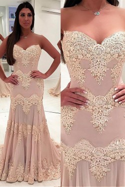 Mermaid Sweetheart Lace Long Prom Dresses Formal Evening Dresses 601226